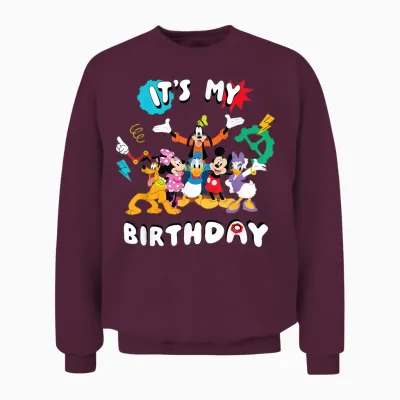 Disney Jr. Mickey & Friends "it's My Birthday" Party Unisex Sweatshirt - Maroon