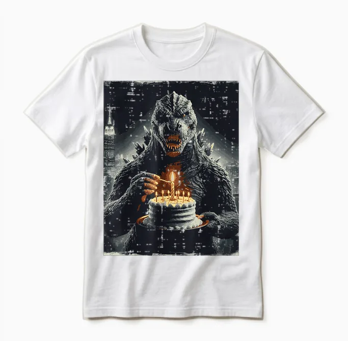 Japanese Monster Birthday Cake Funny Party Women Men Unisex T-Shirt in White