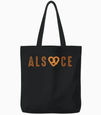 Alsace Pretzel Gift for Men Alsatian Women Alsatian Tote Bags - Black