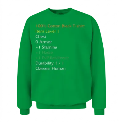 Wow Funny Item Stats Description Black Meme Unisex Sweatshirt - Irish Green
