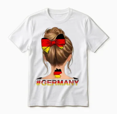 Deutsches Mädchen - Deutschland Flagge Messy Bun Unisex T-Shirt - White