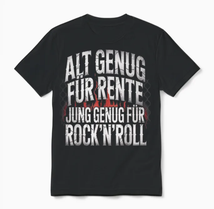Rentner Ruhestand Rock N Roll Unisex T-Shirt in Black