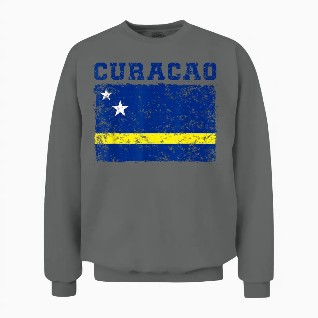 Curacao Flagge Herren Damen Sport Unterstützung Curacao Unisex Sweatshirt in Graphite Heather
