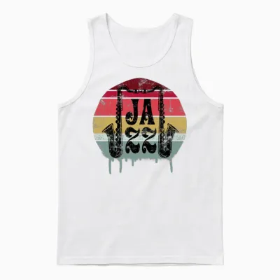 Jazz Retro Unisex Tank Top - White