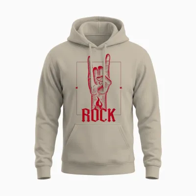 Rock Horns, Rock and Metal Fans, Men, Women and Kids Rock Star Unisex Hoodie - Sand