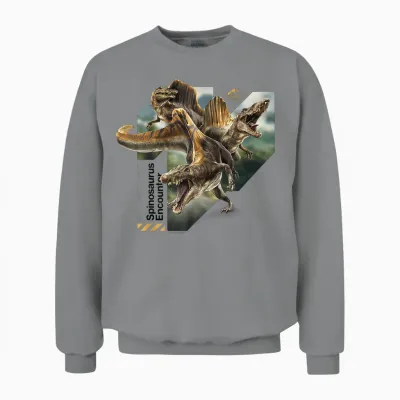 Jurassic World Rebirth Spinosaurus Hunting T-Shirt, Black, S Unisex Sweatshirt - Sport Grey