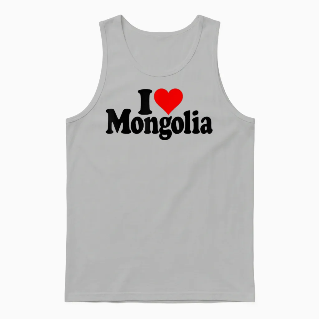I Love Heart Mongolia Mongolia Culture Mongolienne Unisex Tank Top in Ash