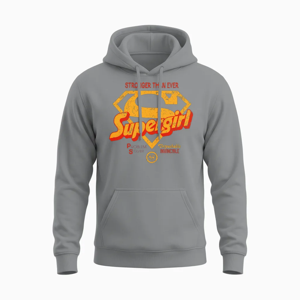Dc Comics Supergirl Stronger Than Ever Unisex Hoodie in Sport Grey