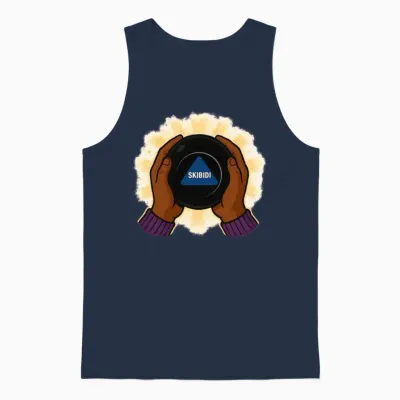 Skibidi Magic 8-Ball Funny Meme Parody Unisex Tank Top - Navy