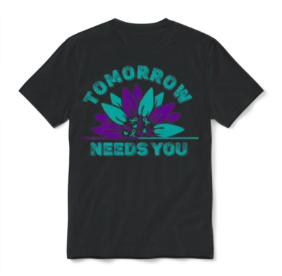 Sunflower Suicide Prevention Awareness Ribbon Unisex T-Shirt - Black
