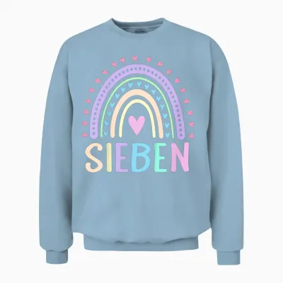 Children's Seven 7 Jahre Mädchen Geburtstag T-Shirt, Black Unisex Sweatshirt - Light Blue