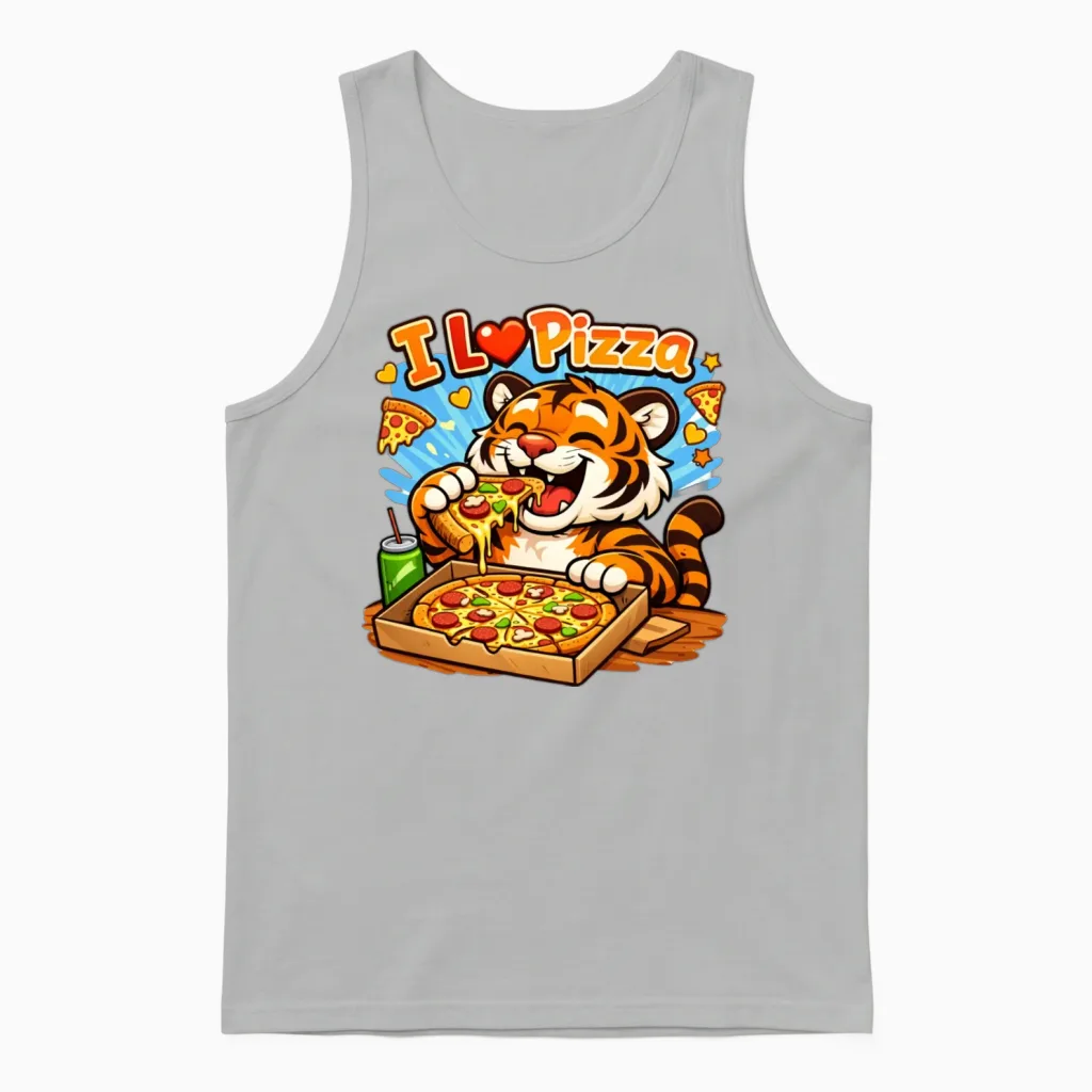 Tigers Love Pizza Unisex Tank Top in Ash