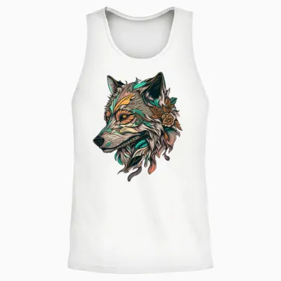 Wolf Skull Unisex Tank Top - White
