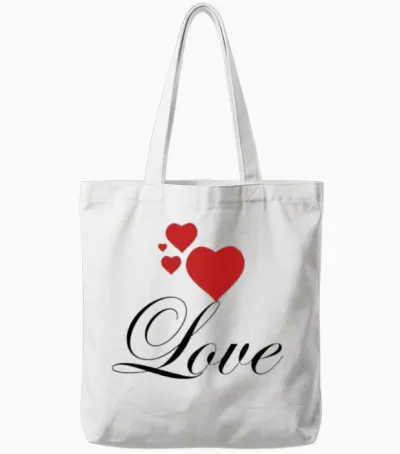Love with Hearts. Tote Bags - White