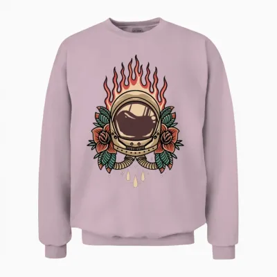 Astronaut Tattoo Retro Vintage Unisex Sweatshirt - Light Pink