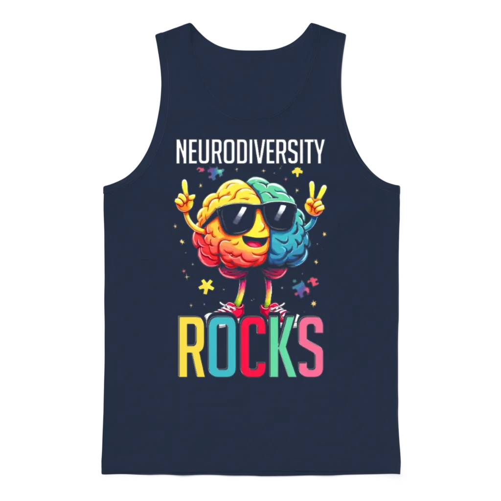 Autistic Autism Neurodiversity Rocks Unisex Tank Top - Navy
