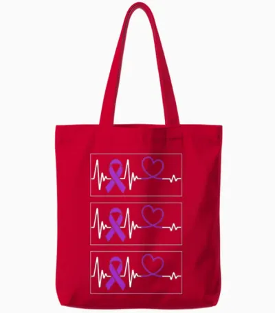 Domestic Violence Awareness Shirt, Heartbeat Tote Bags - Red