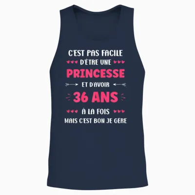 Humour 36 Ans Princesse Anniversaire Fille 36 Ans Unisex Tank Top - Navy