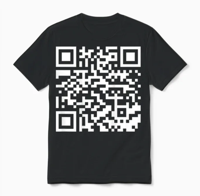 (on Back) Funny Qr Fck You Code Middle Finger Sarcasm Say T-Shirt, Black, S Unisex T-Shirt in Black