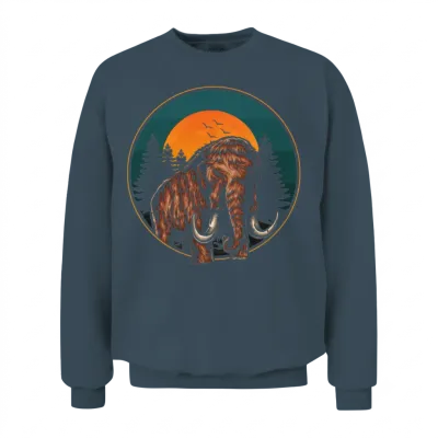 Mammoth Retro Prehistoric Animal Unisex Sweatshirt - Dark Heather