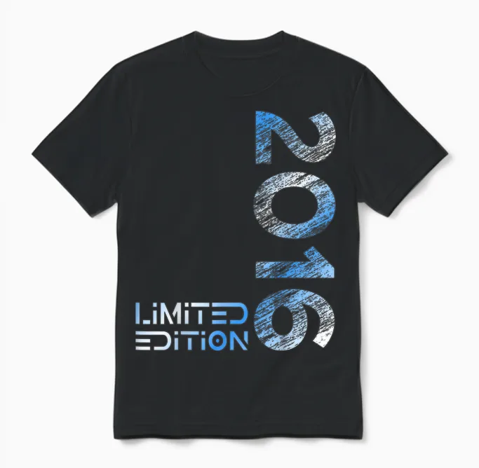 Limited Edition Jahrgang 2016 Junge Mädchen 10. Geburtstag Unisex T-Shirt in Black