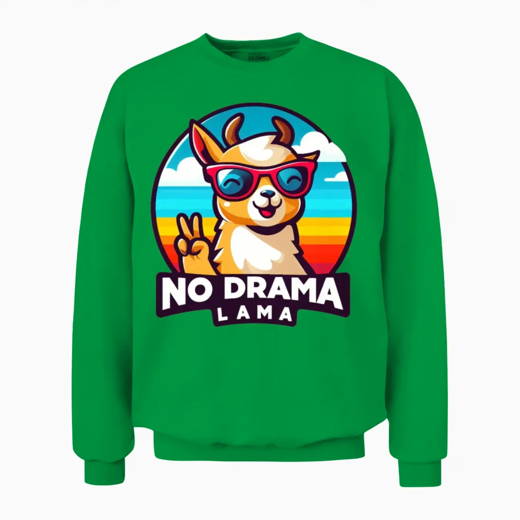 No Drama Lama Unisex Sweatshirt in Irish Green