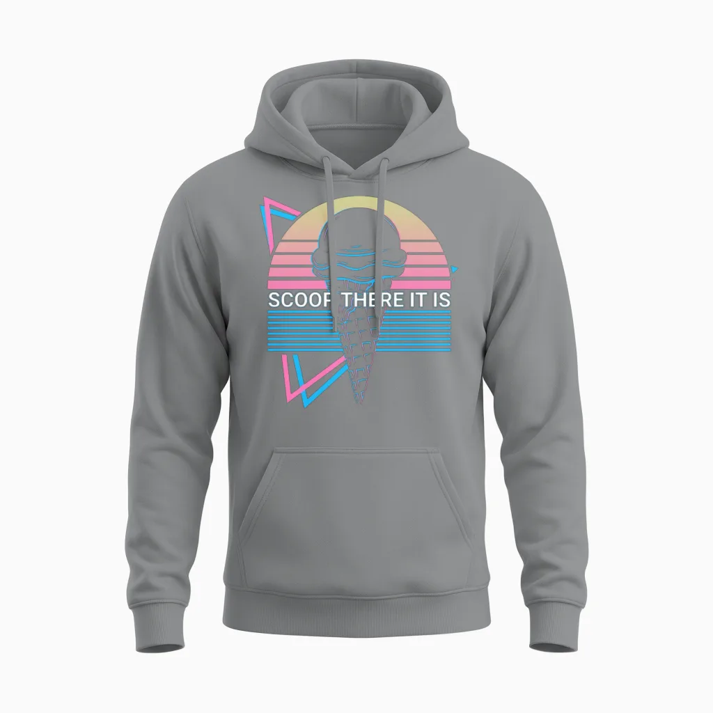 Ice Cream Retro Unisex Hoodie in Sport Grey