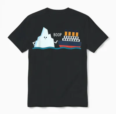 Titanic Funny Titanic and Iceberg Boop Parody for Boys and Girls Unisex T-Shirt - Black