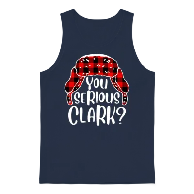 You Serious Clark Christmas Vacation Plaid Red Unisex Tank Top - Navy
