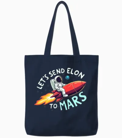 Let's Send Elon to Mars Tote Bags - Navy