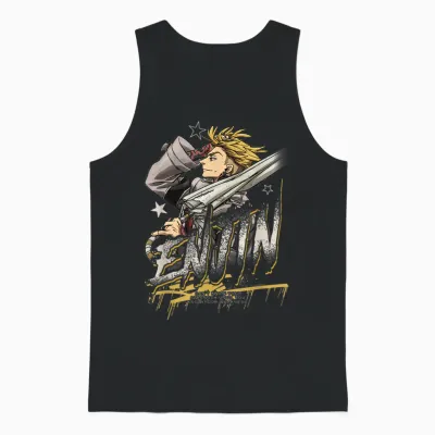 Enjin Portrait Outline with Stars Anime Unisex Tank Top - Black