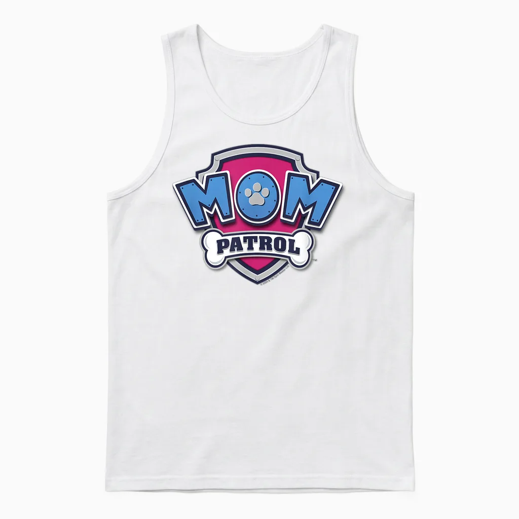 Paw Patrol Mother's Day Mom Patrol Badge Unisex Tank Top in White