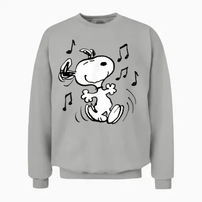 Peanuts - Snoopy Dancing T-Shirt, Blue Unisex Sweatshirt - Ash