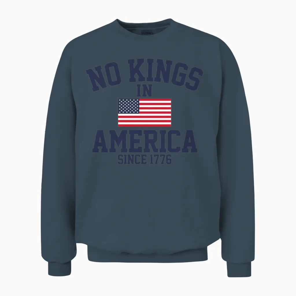 No Kings in America Save Democracy Anti Trump Unisex Sweatshirt in Dark Heather