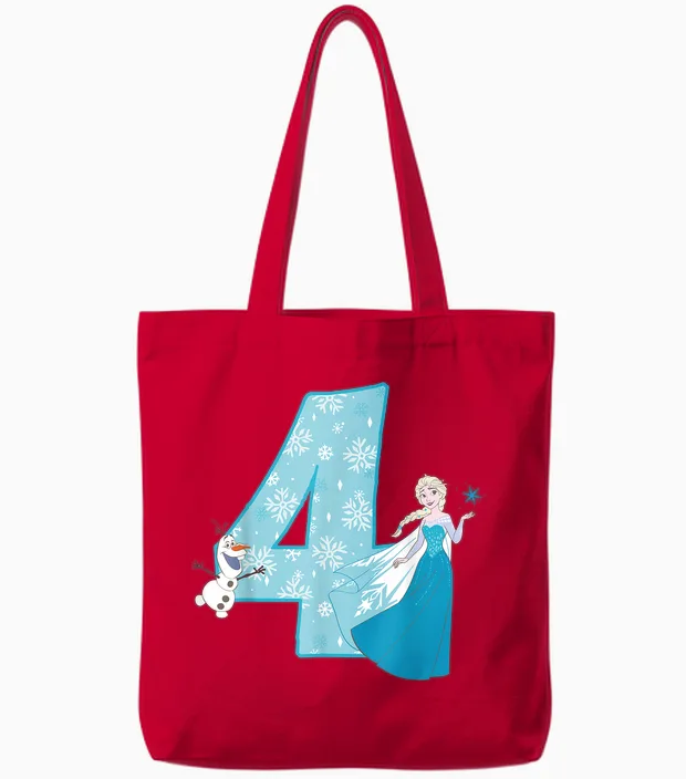 Frozen Elsa 4 Geburtstag Tote Bags in Red