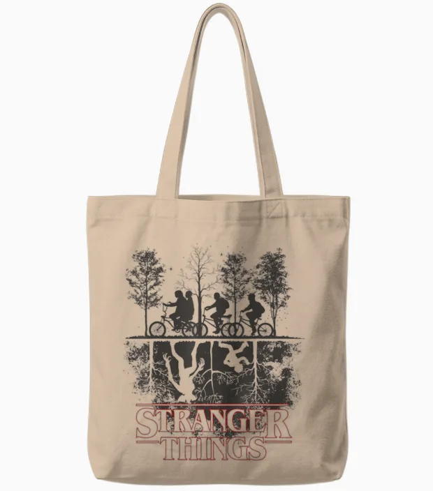 Stranger Things the Upside Down Logo Tote Bags in Natural