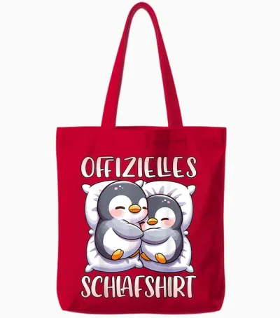 Official Sleep Shirt Penguin Pyjamas Girls Sleep T-Shirt, Black Tote Bags - Red