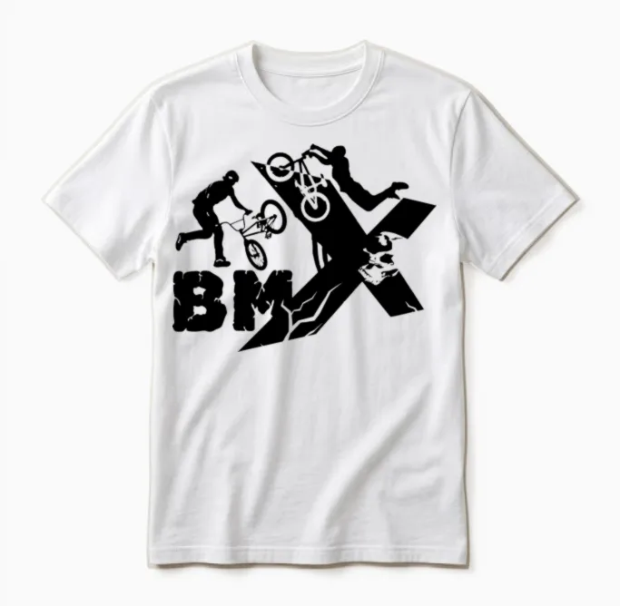 Bmx Rider Cycling Unisex T-Shirt in White