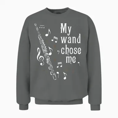 My Wand Chose Me - Flute Player Flutist Marching Band Music Unisex Sweatshirt - Graphite Heather