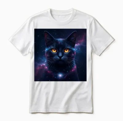 Galaxy Cat Kitten Face Nebula Eyes Space Kitty Art Unisex T-Shirt - White