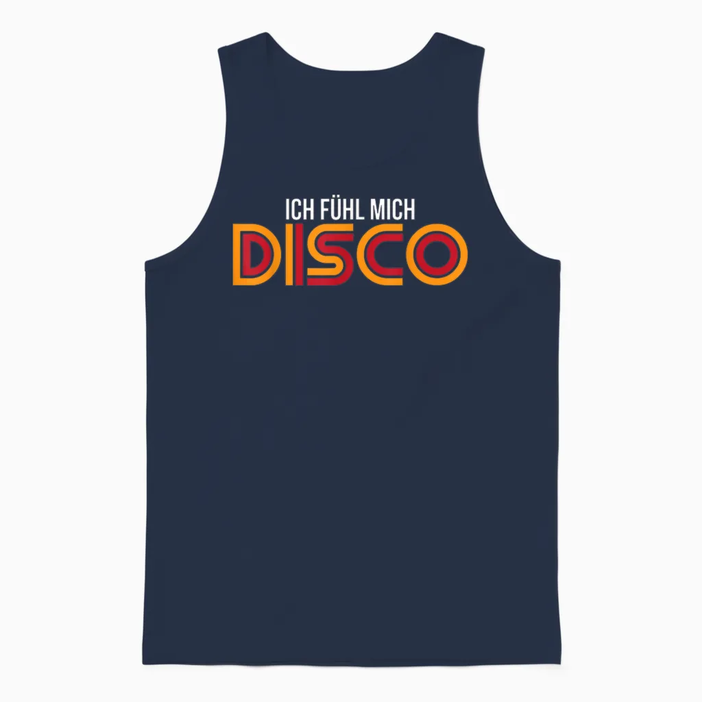I Feel Me Disco T-Shirt, Black Unisex Tank Top in Navy