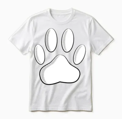 White Dog Paw Newsprint Unisex T-Shirt - White