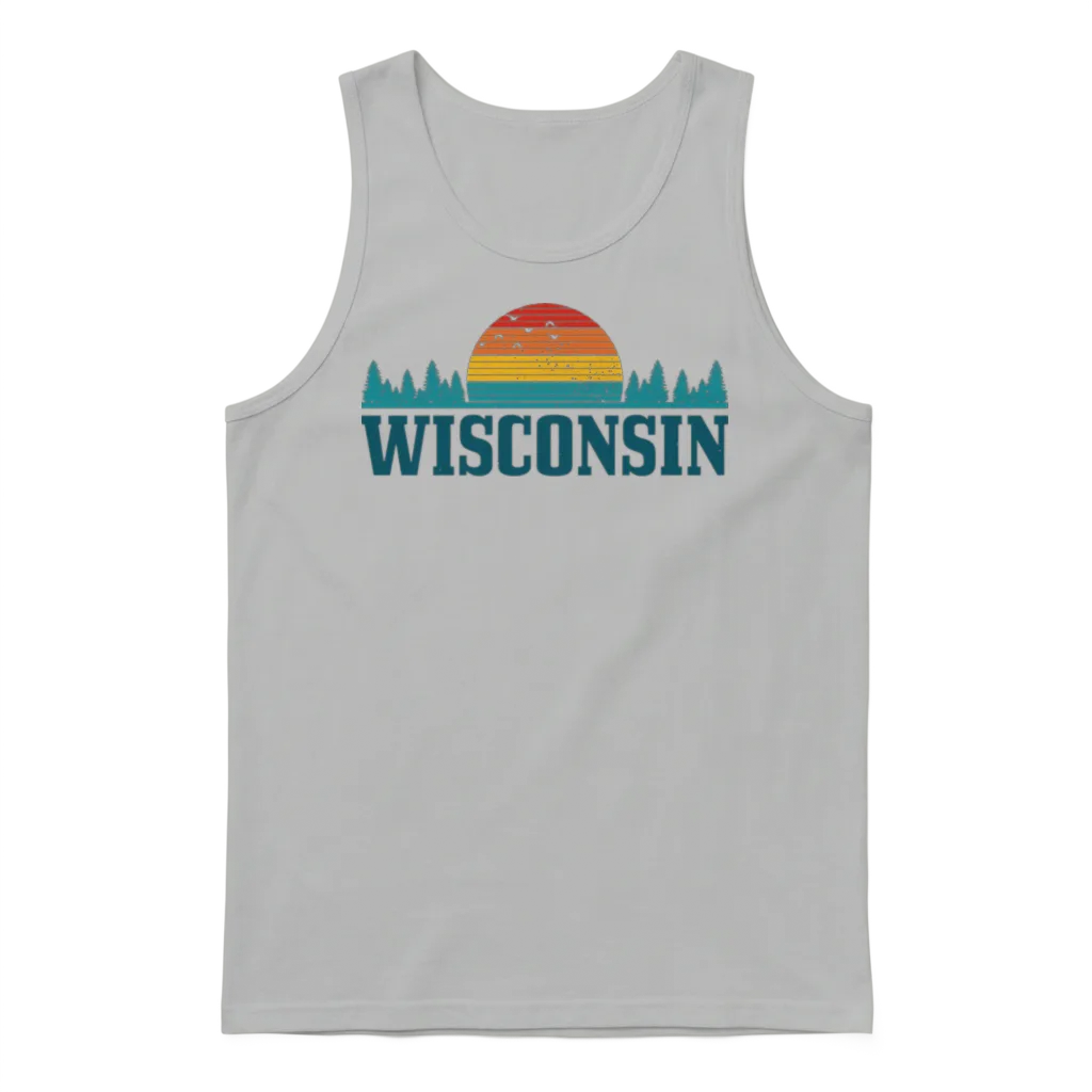 Wisconsin Vintage Pride Nature Outdoor Hiking Camp Unisex Tank Top - Ash