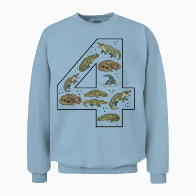 Crocodile 4ème Anniversaire 4 Ans Garçon Fille Alligator Unisex Sweatshirt - Light Blue