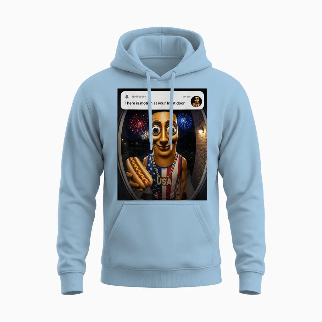 Tung Tung Tung Sahur Fourth of July Brianrot Unisex Hoodie in Light Blue