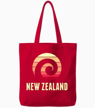 Retro New Zealand Tote Bags - Red