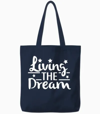 Funny Living the Dream Tote Bags - Navy
