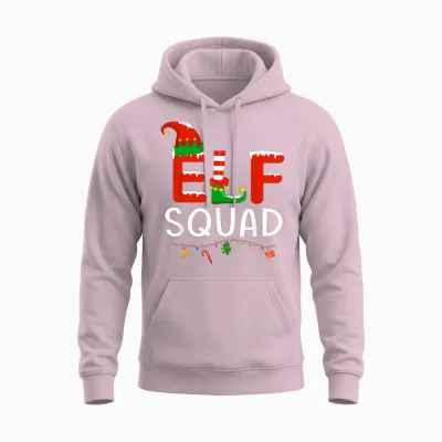 Elf Family Christmas Matching Pajamas Men Women Elf Squad Unisex Hoodie - Light Pink