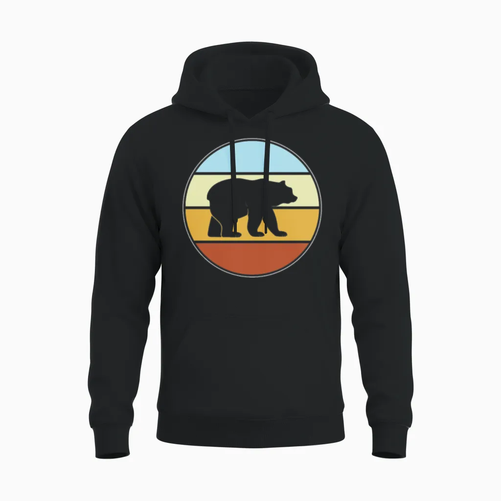 Bear Retro - Wildlife Unisex Hoodie in Black