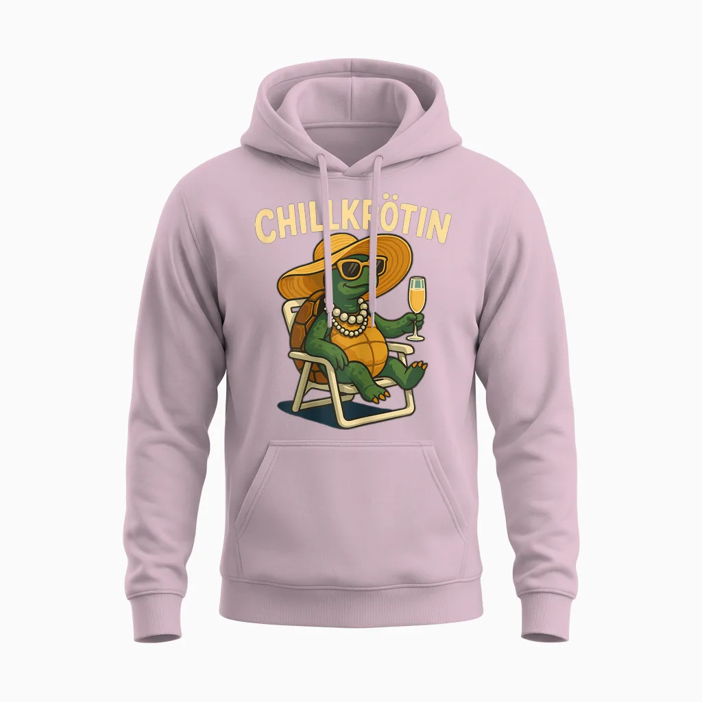 Funny T-Shirt with Chill Turtle Unisex Hoodie in Light Pink